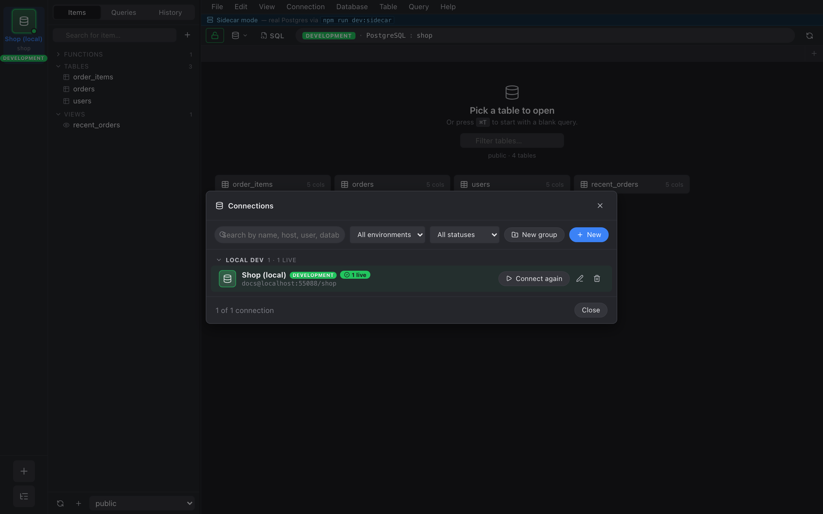 Connection manager with groups