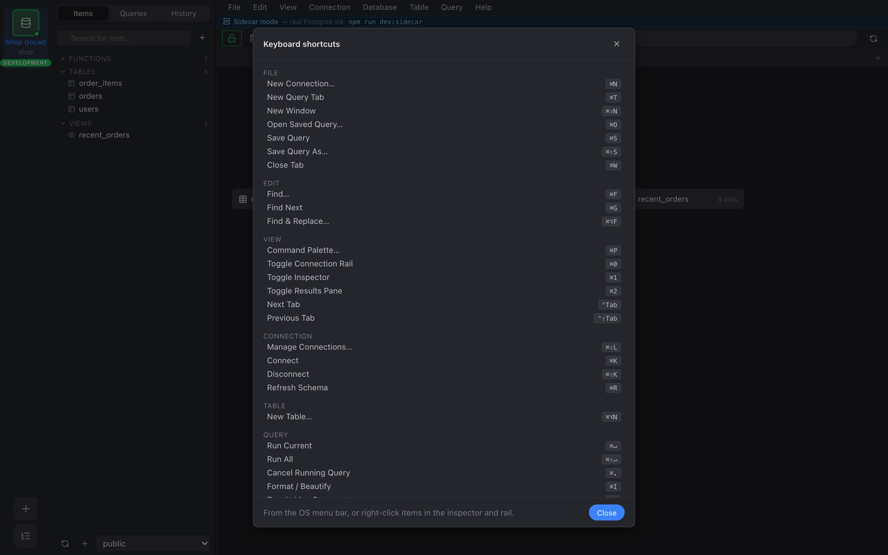 Shortcuts cheatsheet